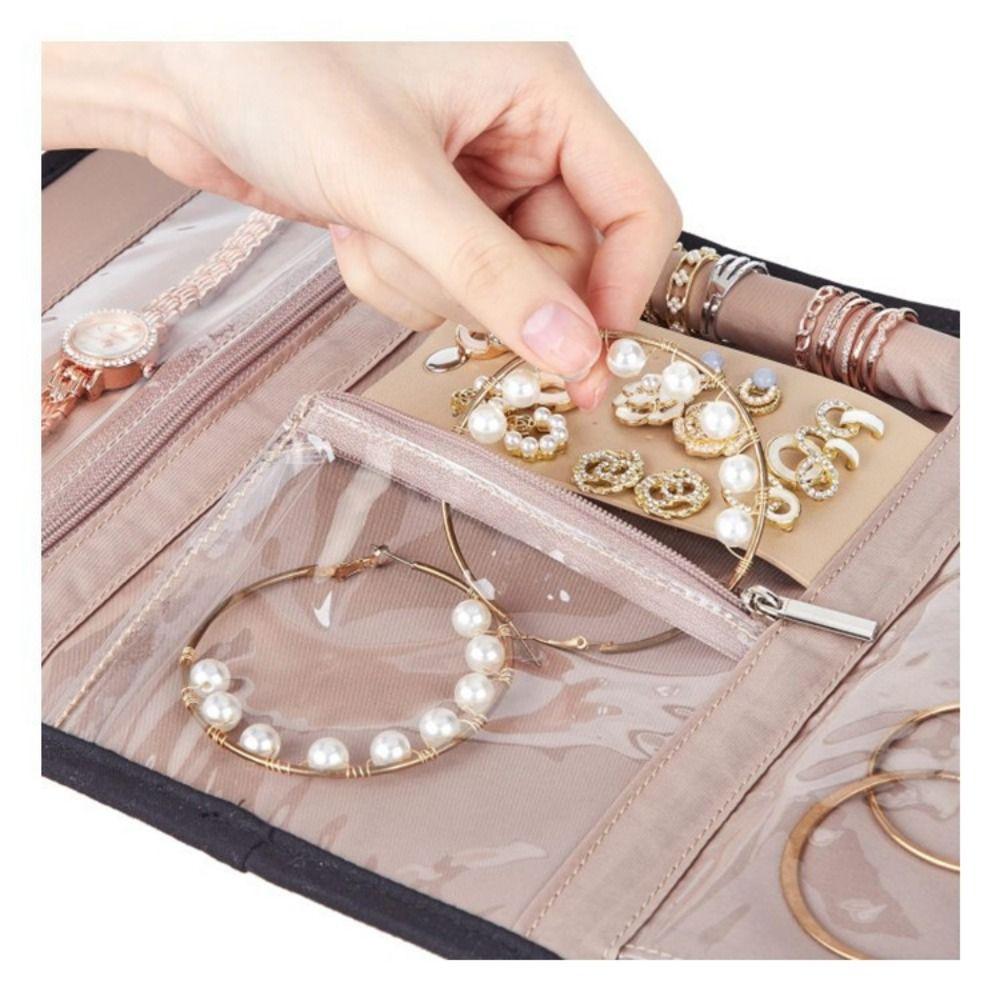 Soft Foldable Jewelry Organizer Portable Necklaces Storage Pouch  Earrings