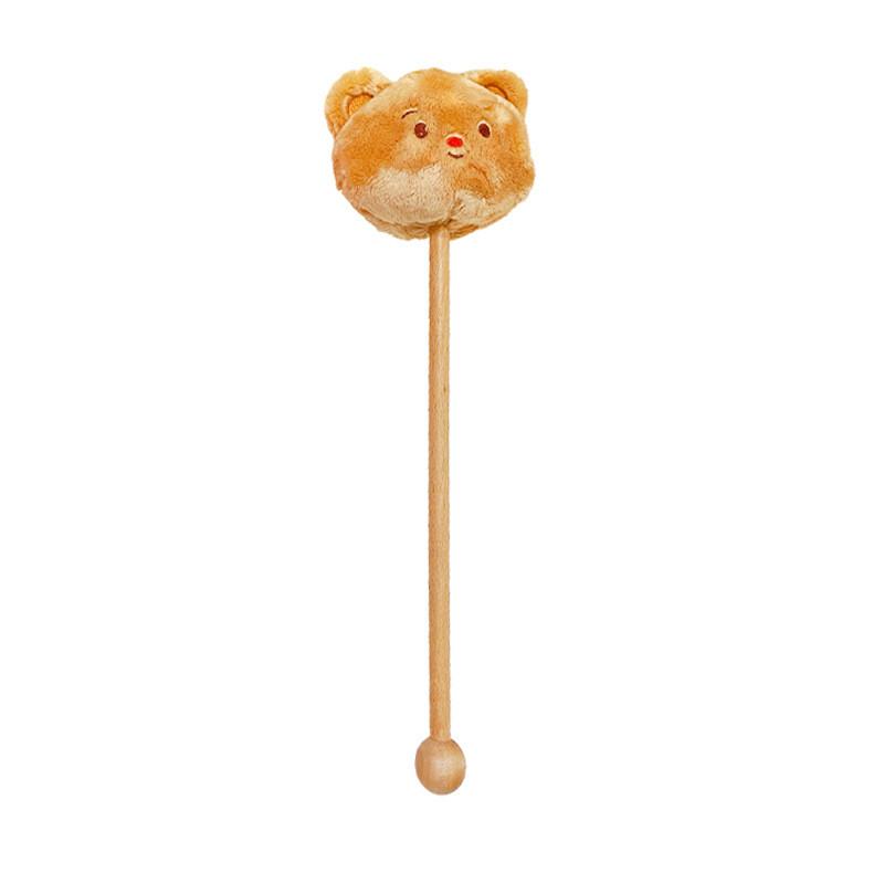 Cream Bear Cartoon Plush Massage Hammer Embroidery Design Suitable Kids For