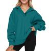 Women's Fashion Long Sleeve Solid Color V-Neck Loose Sweatshirt Top
