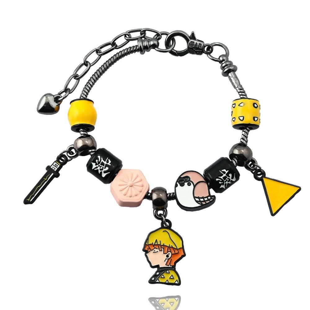 Anime Demon Slayer Kimetsu No Yaiba Bracelet DIY Beaded Cartoon Character Pendant Hand Dress Cosplay Props Fan Gift Jewelry
