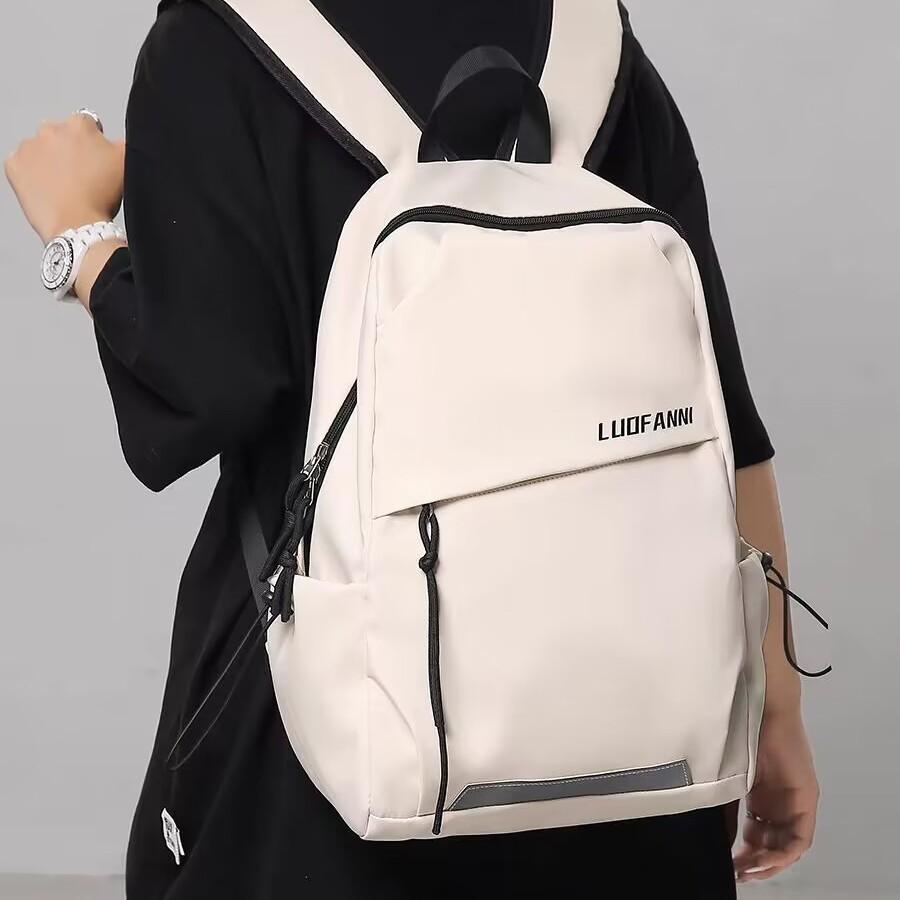 Schoolbag schoolbag female college student ins trendy brand backpack men's sense lightweight travel backpack simple solid color printing