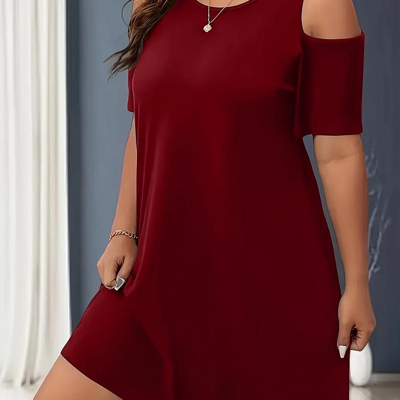 Spring and Summer European Style Plus Sizemm Women Clothing Short Sleeve Off-shoulder Size Maxi Dress
