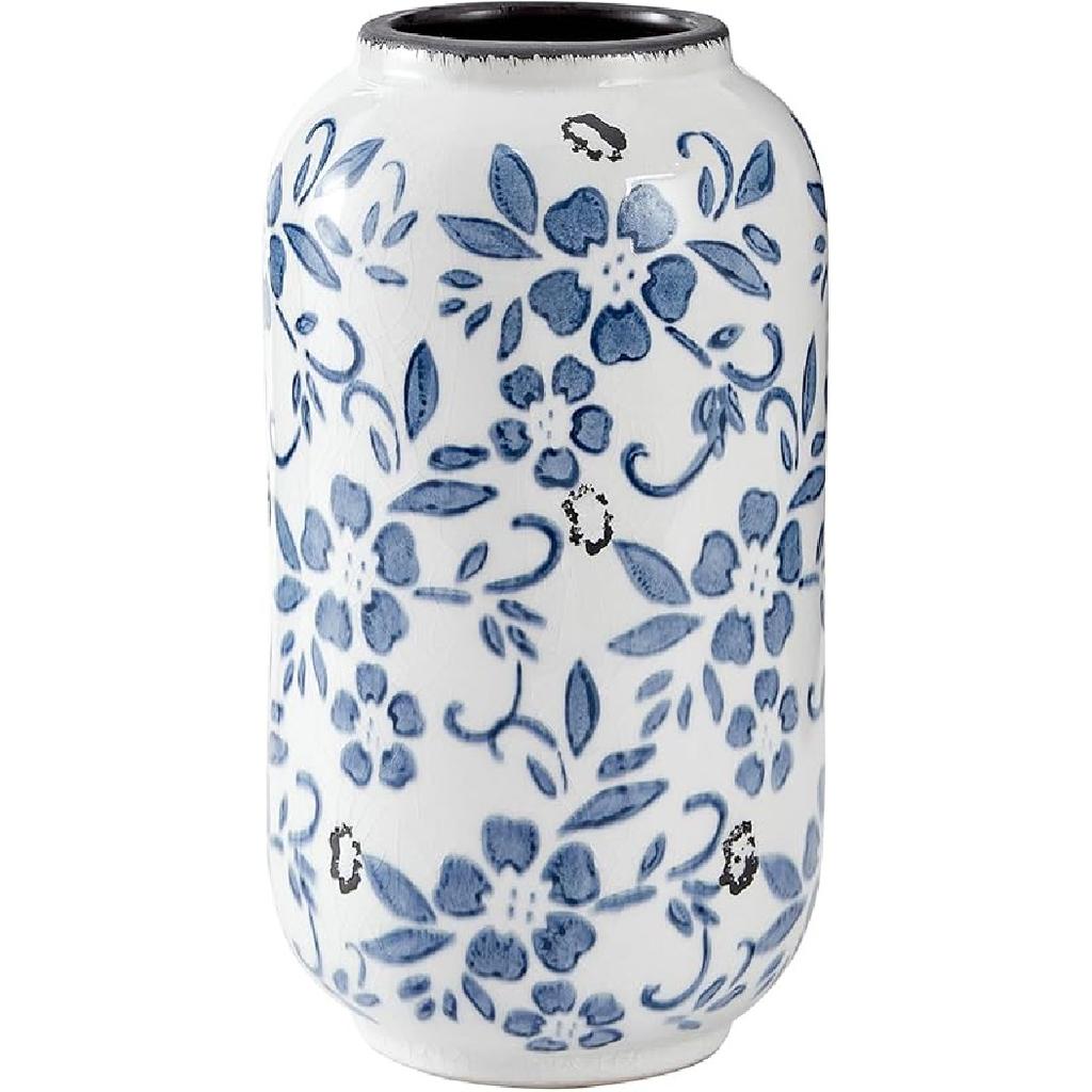 Chinese Blue and White Porcelain Vase, Ceramic Flower Vase Home Décor, Vases for Your Kitchen, Bedroom, Living Room, Bathroom, & Shelf Centerpiece