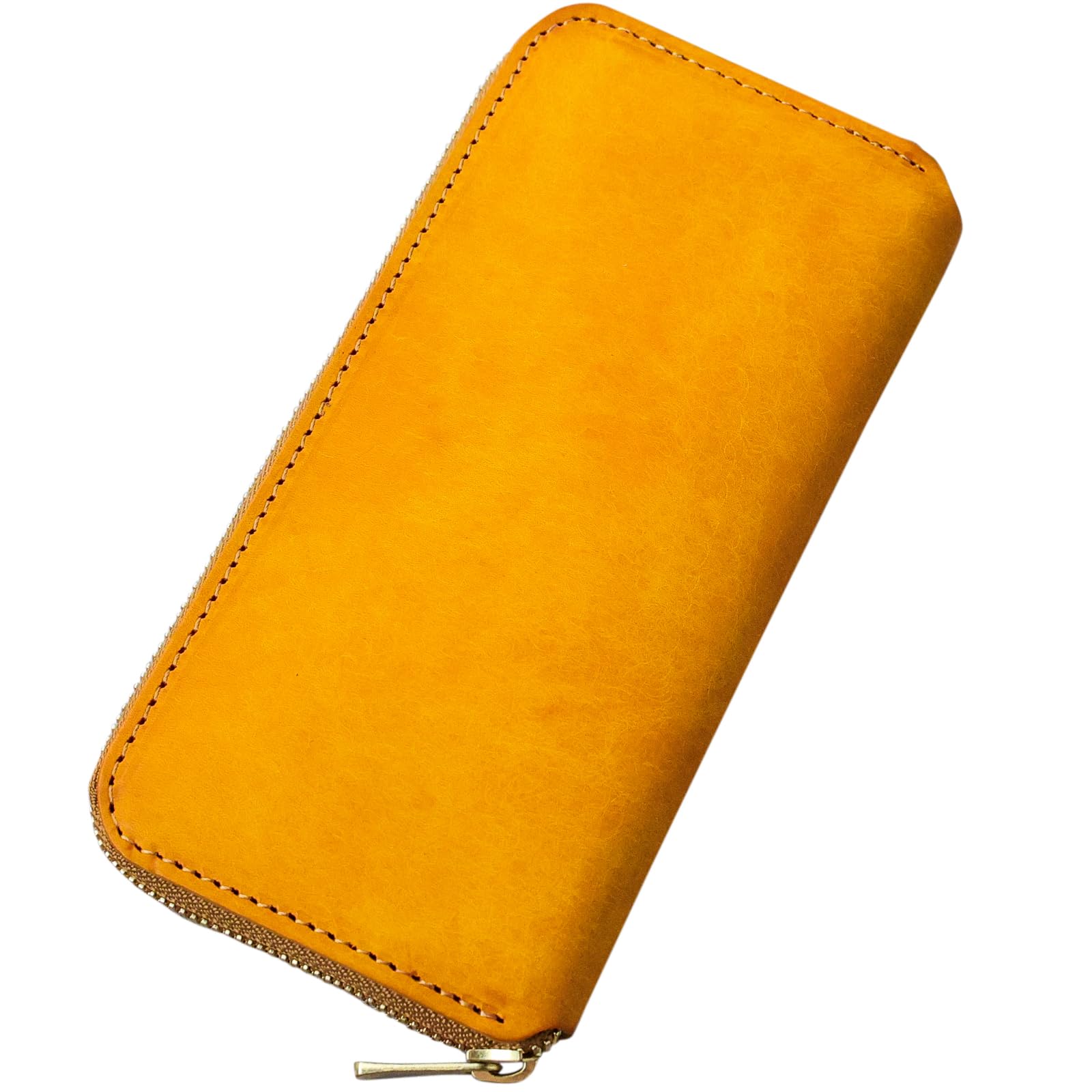 

[AURAMU] Made in Japan Leather Long Wallet with Round Zipper, Italian Leather, Large Capacity, Passbook, for Men and Women, Genuine Leather, MARGOT