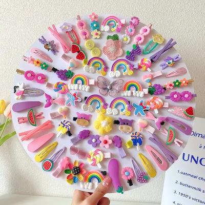 14-teiliges Haarklammer-Set Baby Prinzessin Bonbonfarbe Haaraccessoires Niedliche Blume Tierhaarklammer Fünfzackiger Stern Liebe Haarklammer-Set