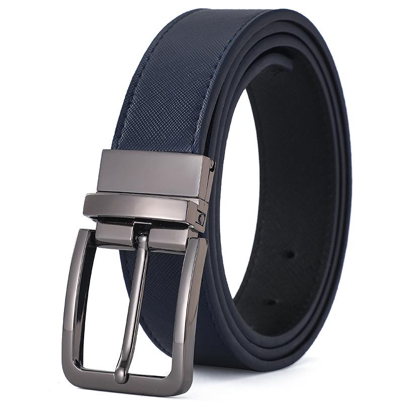 

Мужской двусторонний ремень из натуральной кожи с вращающейся пряжкой-штифтом - Универсальный и высококачественный ремень из коровьей кожи 120 cm