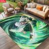 Anime Swordsman Area Rug, Green Wind Theme Non-slip Floor Mat,Decorative Carpet for Gaming Room Bedroom,Washable Home Decor Gift