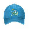 Playful Cat Snack Lover Illustration  New Vintage Washed Cotton Baseball Cap Sun Hats