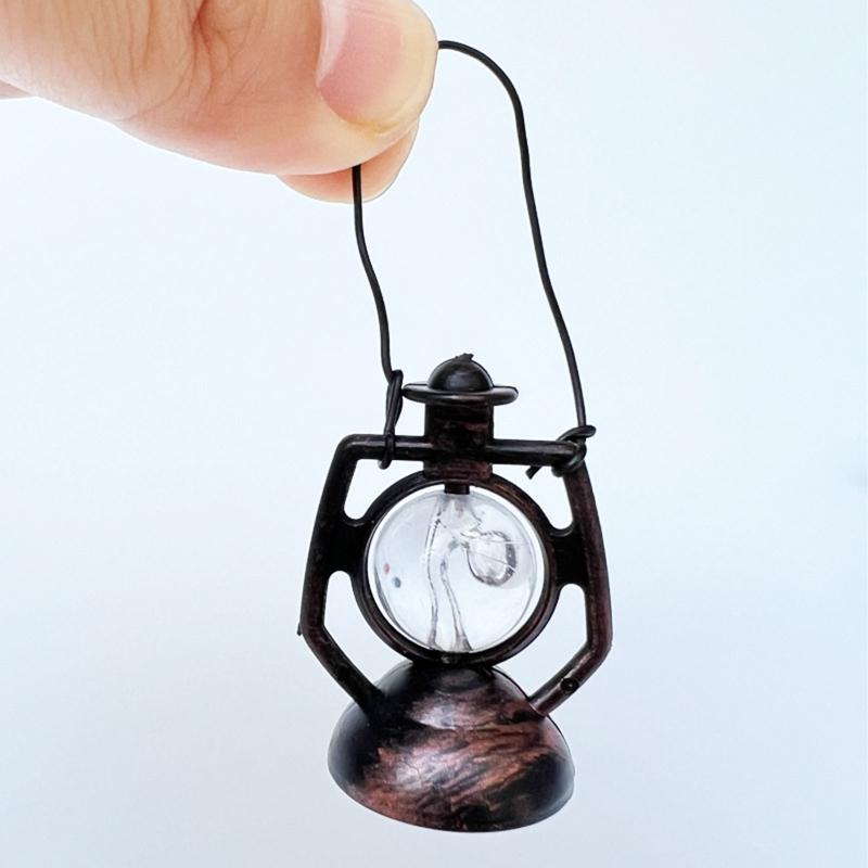 Vintage Miniature Kerosene Oil Lamp 1/12 Dollhouse Furniture Realistic Baron Lantern Girls Toy DIY Moss Landscape Kits