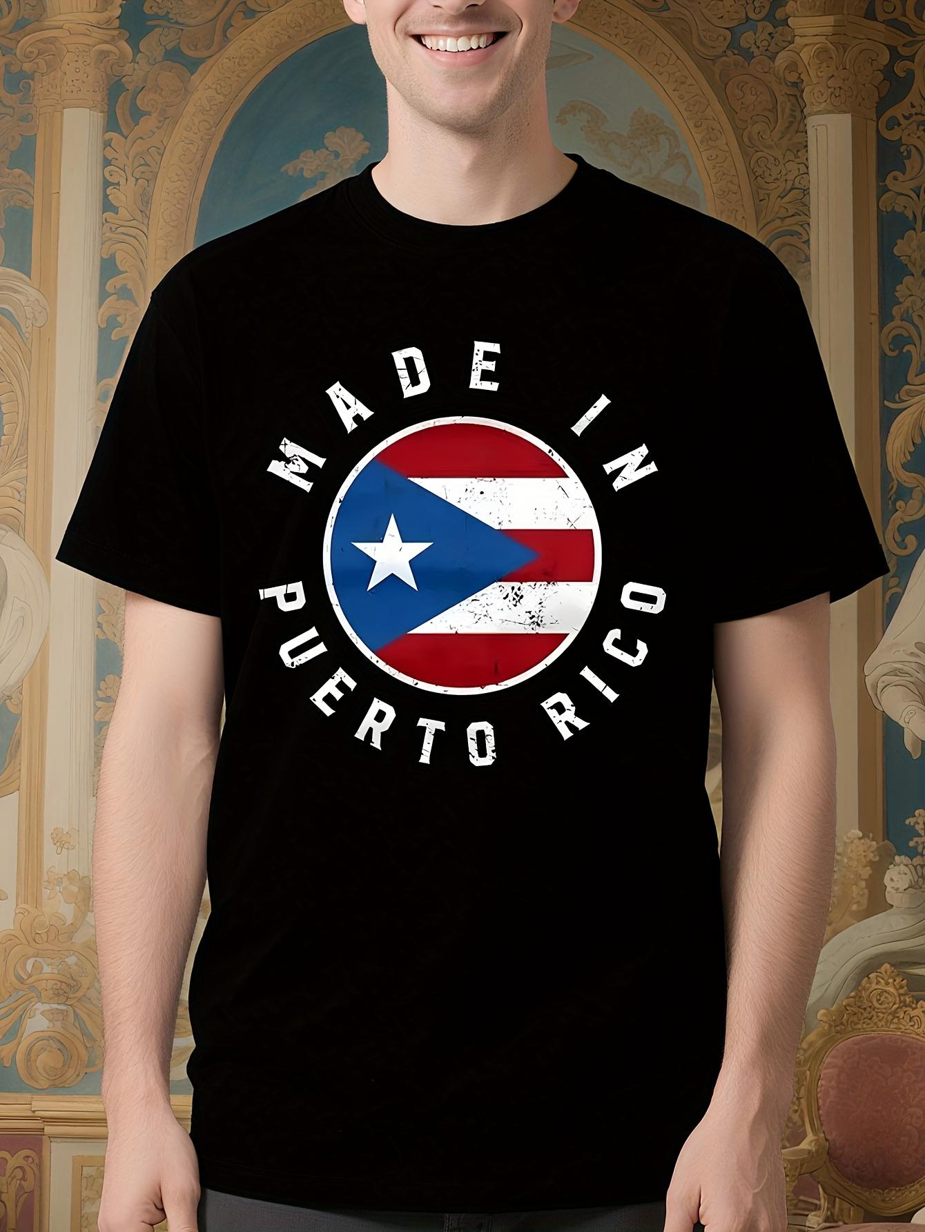 Puerto Rico Flag Tshirt - Black with Bold MADE IN PUERTO ... L