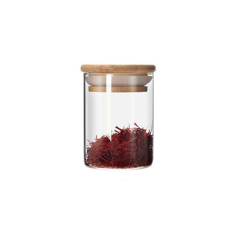 Transparent High Borosilicate Glass Jar with Bamboo Lid for Storage of Nuts, Snacks, or Tea