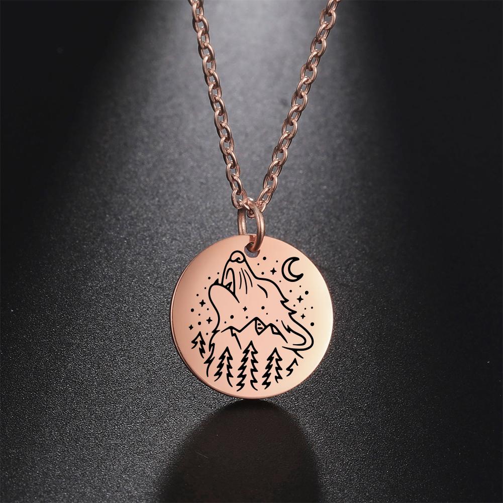 My Shape Wolf Necklace for Women Girls Animal Moon Silver Color Stainless Steel Necklaces Choker Link Chain Fashion Jewelry Gift