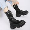 Women Boots Soft Women'S Short Boots Lace-Up Shoes Woman Flat Ankle Boots Black Round Toe Ladies Shoes Platform Female Footwear