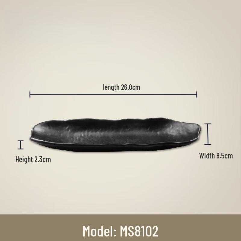 Commercial Frosted Black Melamine Rectangular Serving Plate