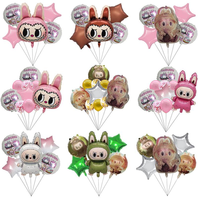 5 Stück Niedlicher Cartoon Labubu Aluminiumfolienballon Kinder Geburtstagsfeier Dekoration Babyparty Aufblasbares Spielzeug