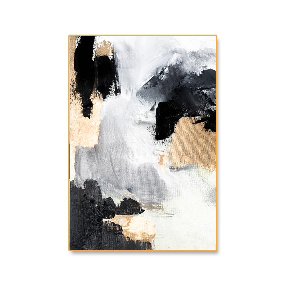 

Абстрактная картина маслом из золотой фольги, печатная золотая и черная краска, плакаты, принты, гостиная, офис, крыльцо, декор для прохода, Куадрос 21x30cm No Framed