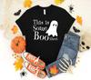 Womens This Is Some Boo Sheet Funny Halloween Pun Design Ghost T-Shirt For Men W