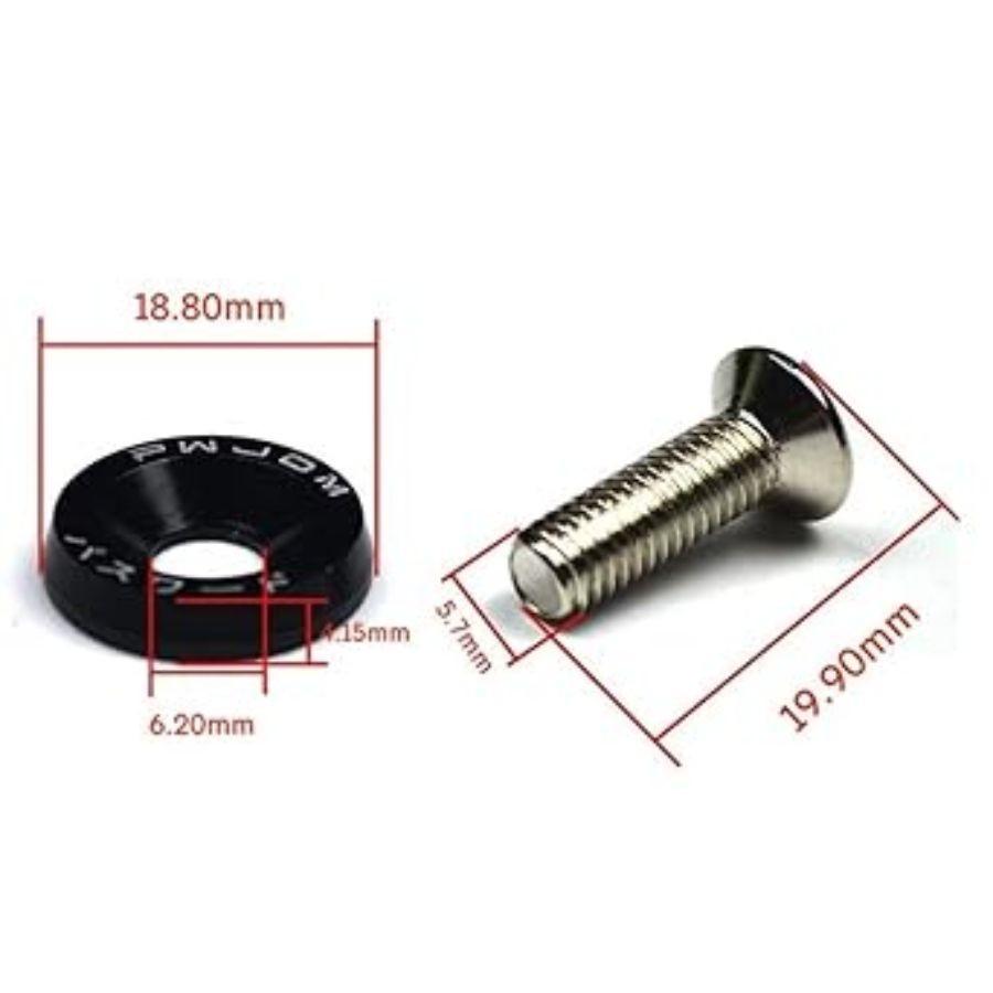 20Pcs/Set Bumper Fender Washers Engine Bay Dress Up Bolts Fasteners M6 Red