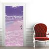 3D Beachfront Door Sticker Ocean View Door Sticker Purple Sky Ocean Mural Wallpaper Family Living Room Decoration