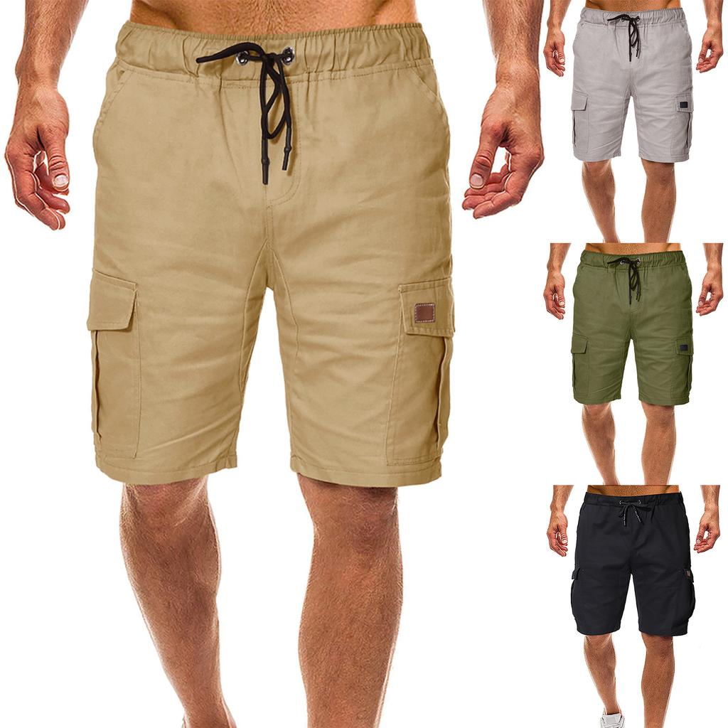 Męskie letnie na co dzień na zewnątrz Casual Patchworkowe kieszenie Kombinezony Sportowe oprzyrządowanie Spodenki Spodnie