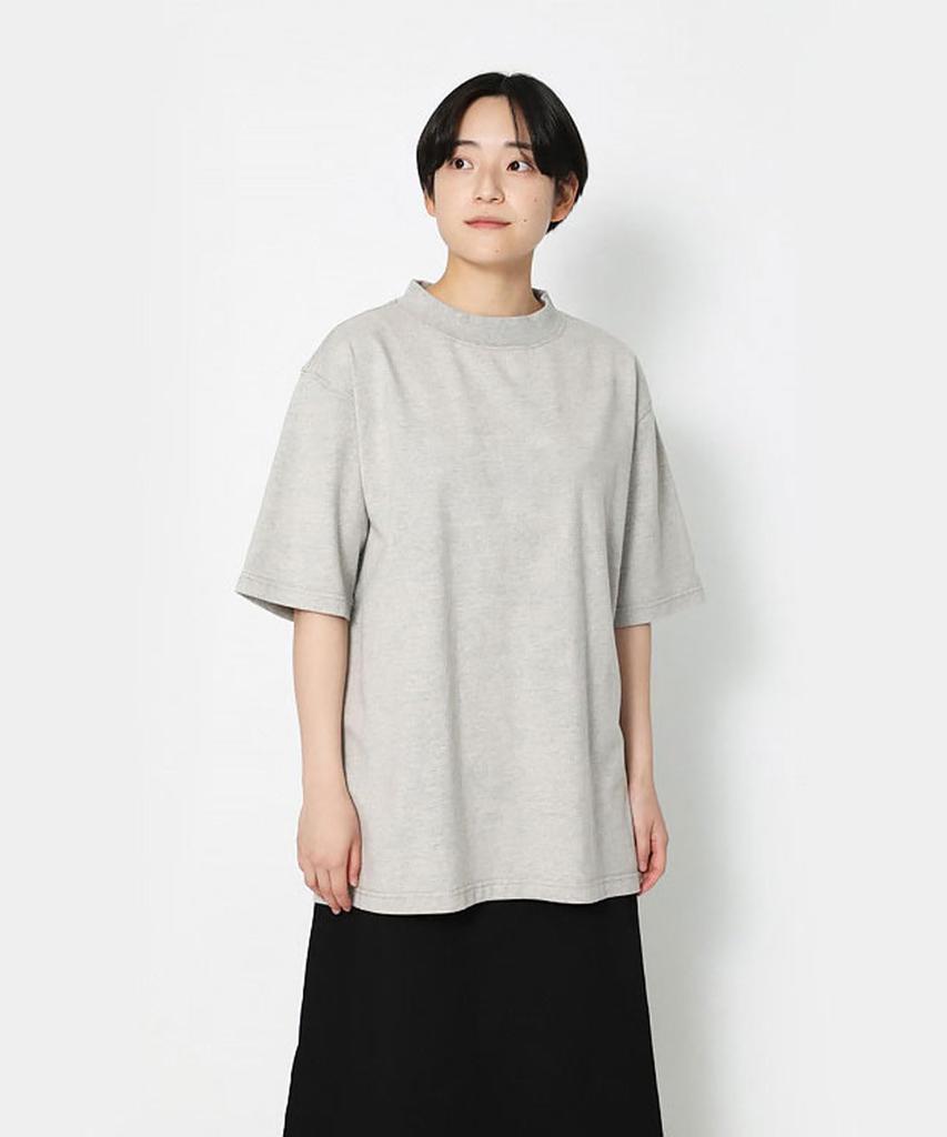 Snow Peak Recycled Cotton Mockneck T-Shirt, Size L, M.GREY, TS-25SU403, Perfect for Festivals, Camping, and Outdoor Activities