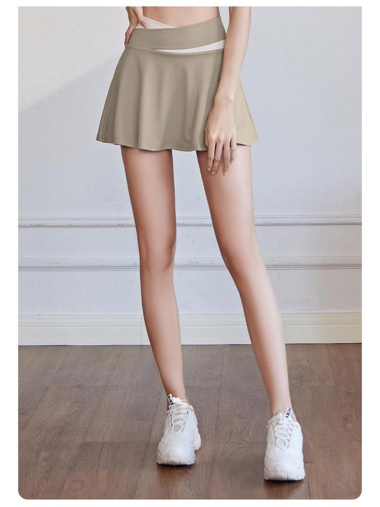 Quick-Dry Colorblock A-Line Skort for Outdoor Sports & Yoga