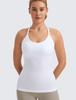 CRZ YOGA Yoga Tank Sports Ribbed Fitness Size 1XL Women's Top, Camisole, Quick-Drying, Knit, Padded, Y-Back, Top, White,