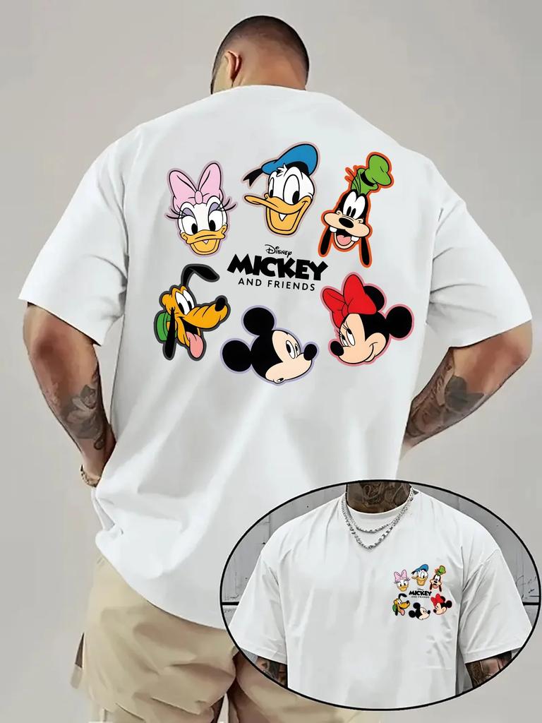 Disney Mickey Mouse and Friends Pattern TShirt Daily Leisureand Theme Activities Wear Unisex Cotton Short Sleeve Oversized