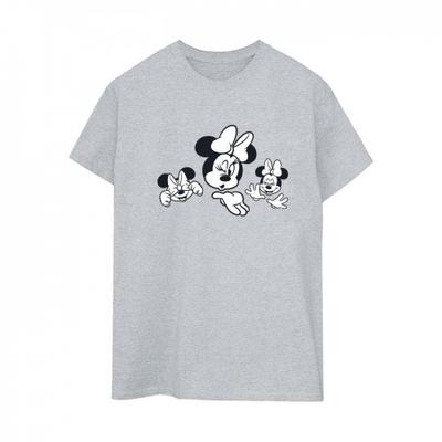 Womens/Ladies Minnie Mouse Three Faces Cotton Boyfriend T-Shirt