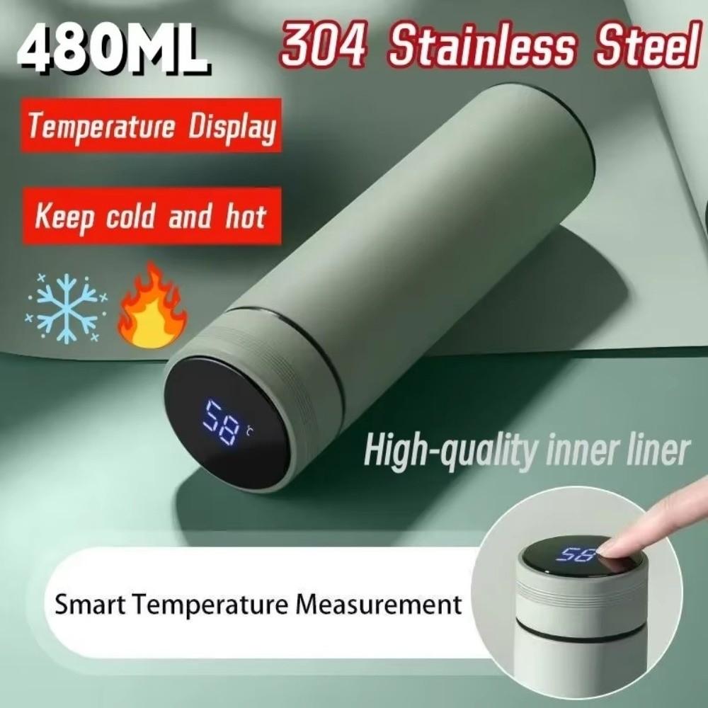 New Temperature Display Vacuum Insulated Cup 480ml Stainless Steel Vacuum Flasks Leakproof Long-lasting Heat Coffee Cup