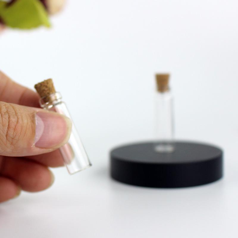 1mL Drift Bottle: Wood Stopper, Glass, Aluminum Lid – Creative Mini Wishing Bottle for Decor.