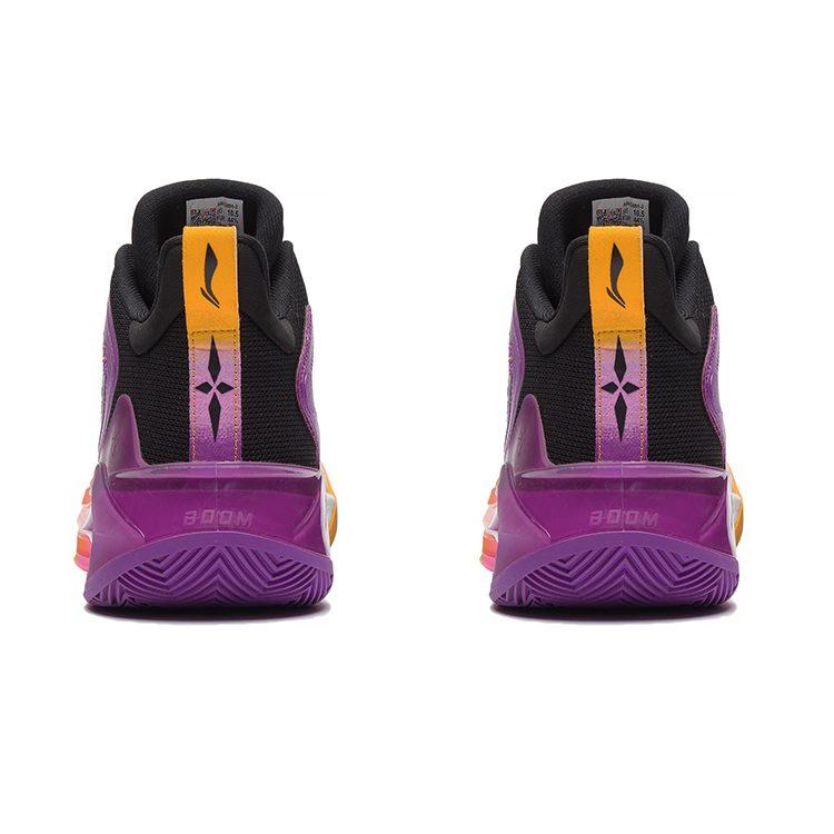 Li Ning Liren 3 Danxia Mittelhohe Performance Basketballschuhe Herren Orange Lila Schwarz ABAS091-3