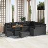 12-piece Garden Sofa Set with Cushions In Black Poly Rattan Acacia 3363604