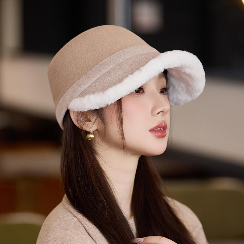 Imitation Wool Plus Velvet Thickened Warm Hat Fashionable and Versatile Fisherman's Hat Temperament Basin Hat