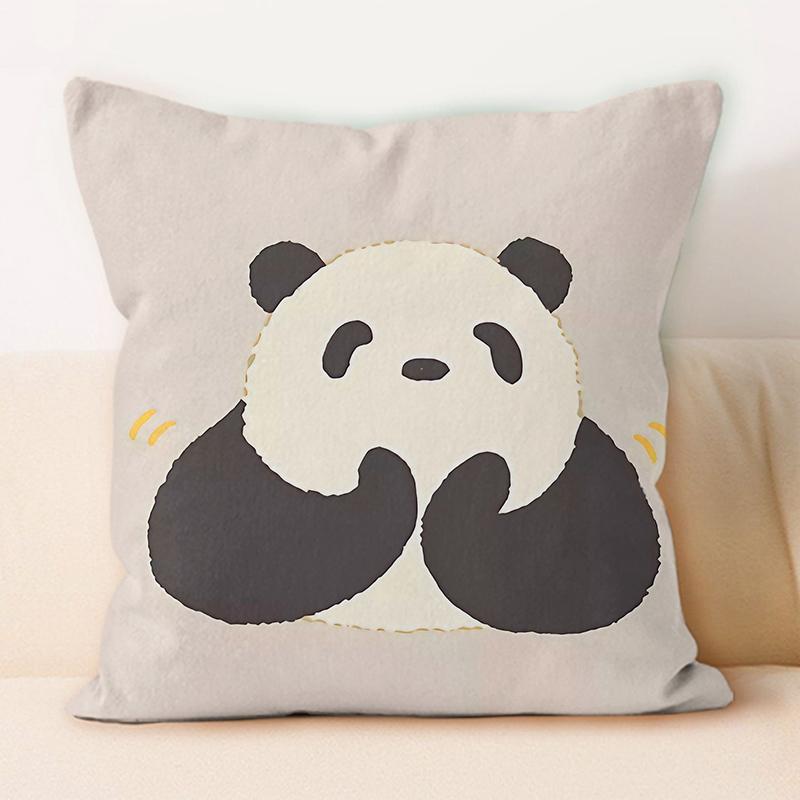"Cute Panda Riding Rubber Duck Throw Pillow Cover"