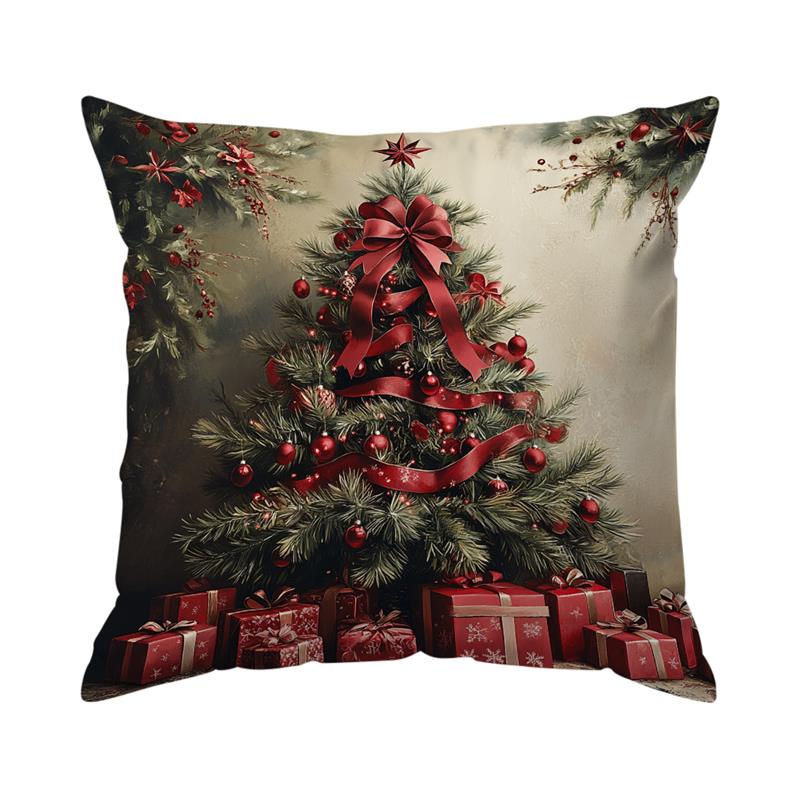 Christmas Reindeer Santa Claus Cushions Pillowcase Polyester Cushion Cover Throw Pillow Sofa Decoration Pillowcover Home Decor