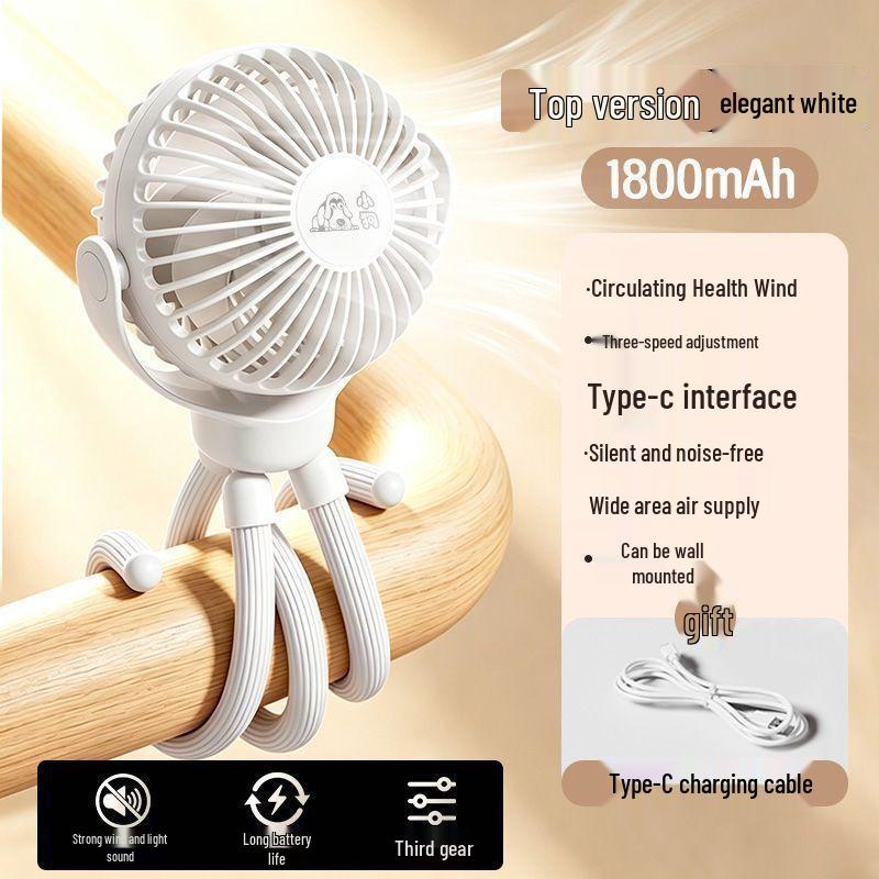 Rechargeable Octopus Mini Fan: Clip-on Stroller & Crib Safe Design