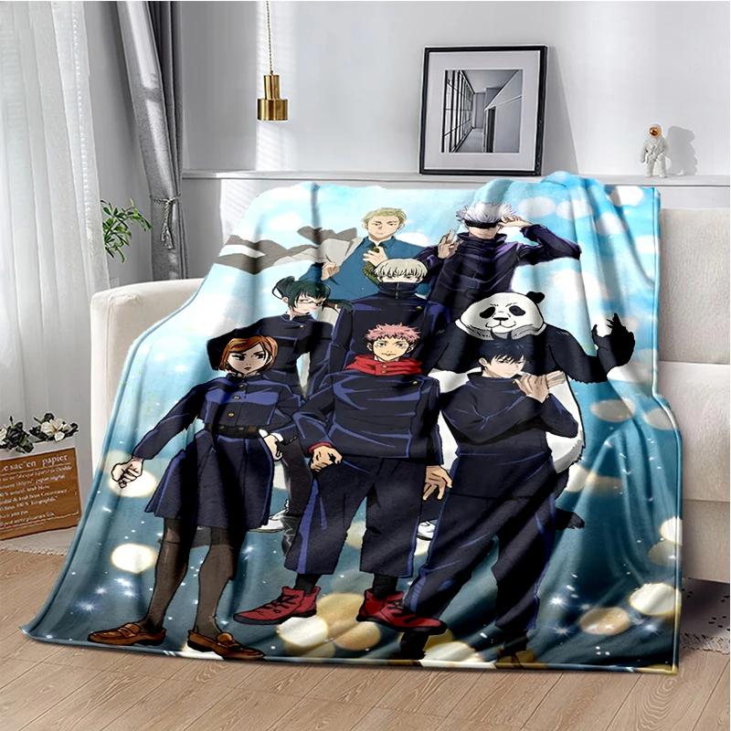 Cartoon Anime Jujutsu Kaisen Throws Blanket Kid Super Soft Blankt for Travel Couch Sofa Picnic Bed Flannel Blanket Birthday Gift