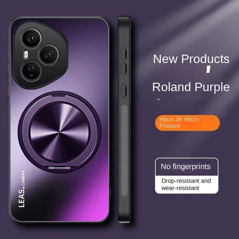 AG Matte Magnetic Case for Honor 400 Pro 360° Rotating Ring Holder Wireless Charging Hard Cover for Honor 400 400Pro