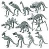 Detailliertes graues PVC-Dinosaurierskelett-Set mit Triceratops und anderen Fossilien