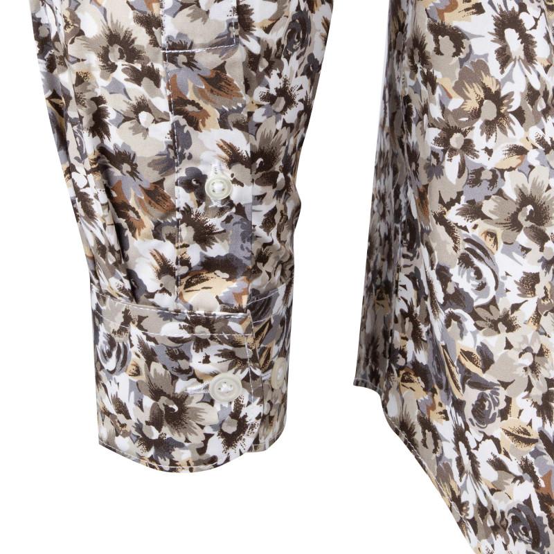 Men's Beige/brown Floral Long-sleeved Shirt TED LAPIDUS