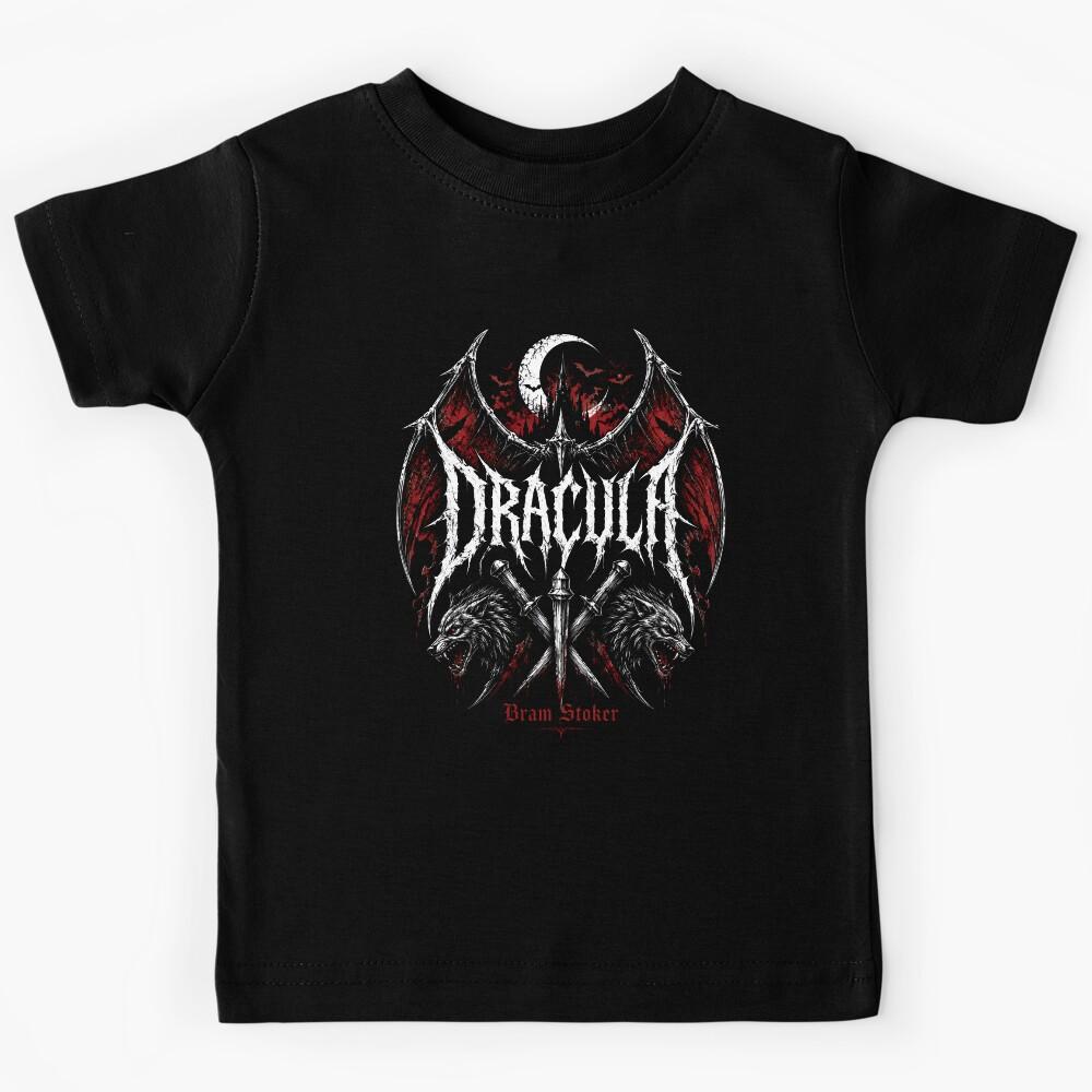 Dracula Bram Stoker Death Metal Wolves Gothic Horror Design Kids T-Shirt 100