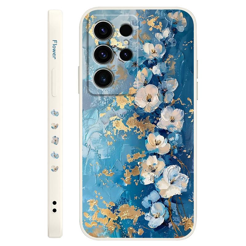 

Gold Leaf Flower Phone Case For Samsung Galaxy S26 Plus Ultra Silicone Cover Galaxy S26 Plus белый