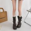 Boots for Women Retro British Belt Buckle Thick-soled Short Boot Female Thick Heel Short Boots Fad Locomotive Boots Botas Mujer