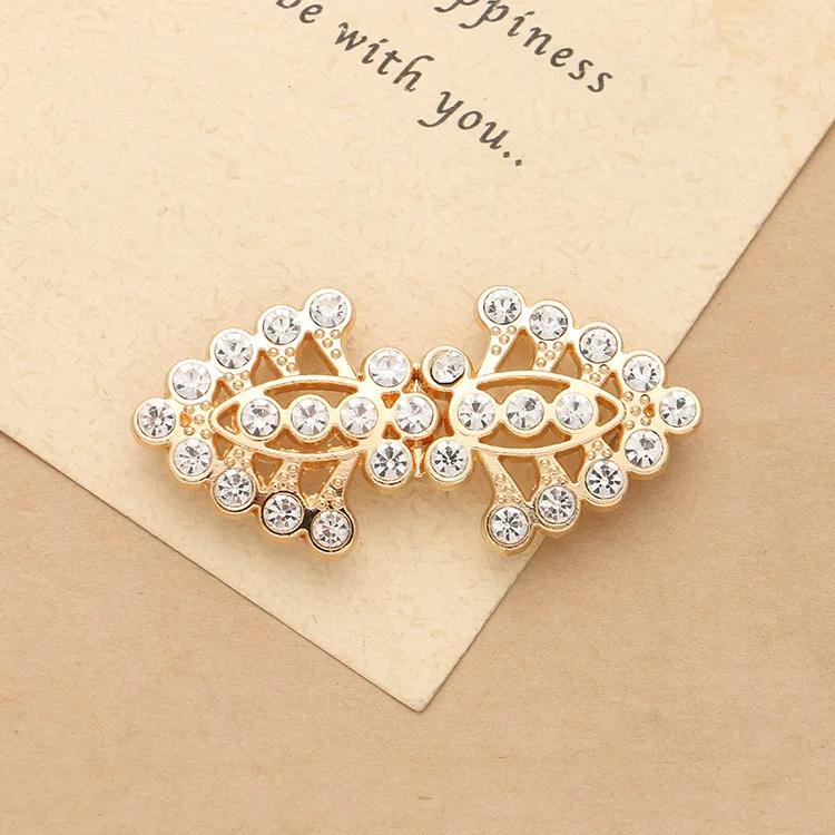 1 Pair Connectors Clasps Rhinestone Buckle Metal Button Waist Extender Hooks Eyes Clasps Fastener for Clothes