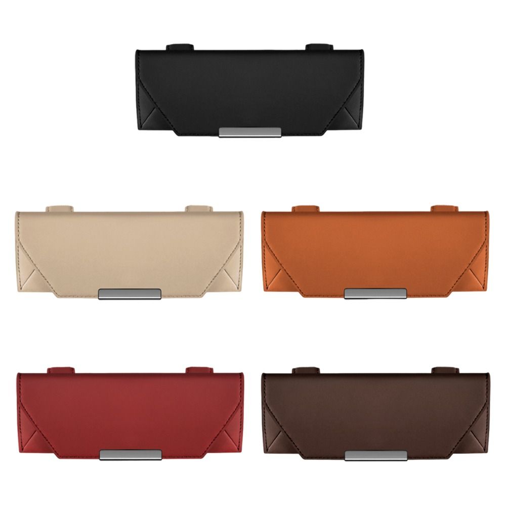 Portable Car Glasses Box Multifunctional Compact Driving Glasses Holder Car Lenses Holder PU Leather Eyeglass Storage Case Car