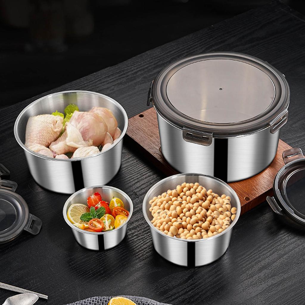 5pcs Stainless Steel Lunch Box with Leak Proof Lid Food Storage Container for Lunches Snacks and Leftover Kitchen Bowls