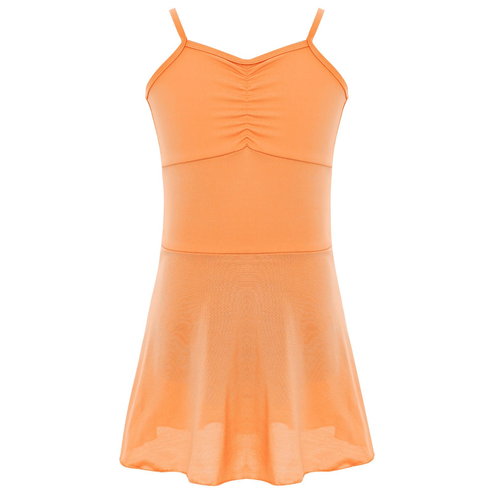 

Балетні сукні для дівчат З драпіруванням спереду Без рукавів З відкритою спиною Тюлева сукня Для розминки, тренувань, виступів 9-10 Years помаранчевий