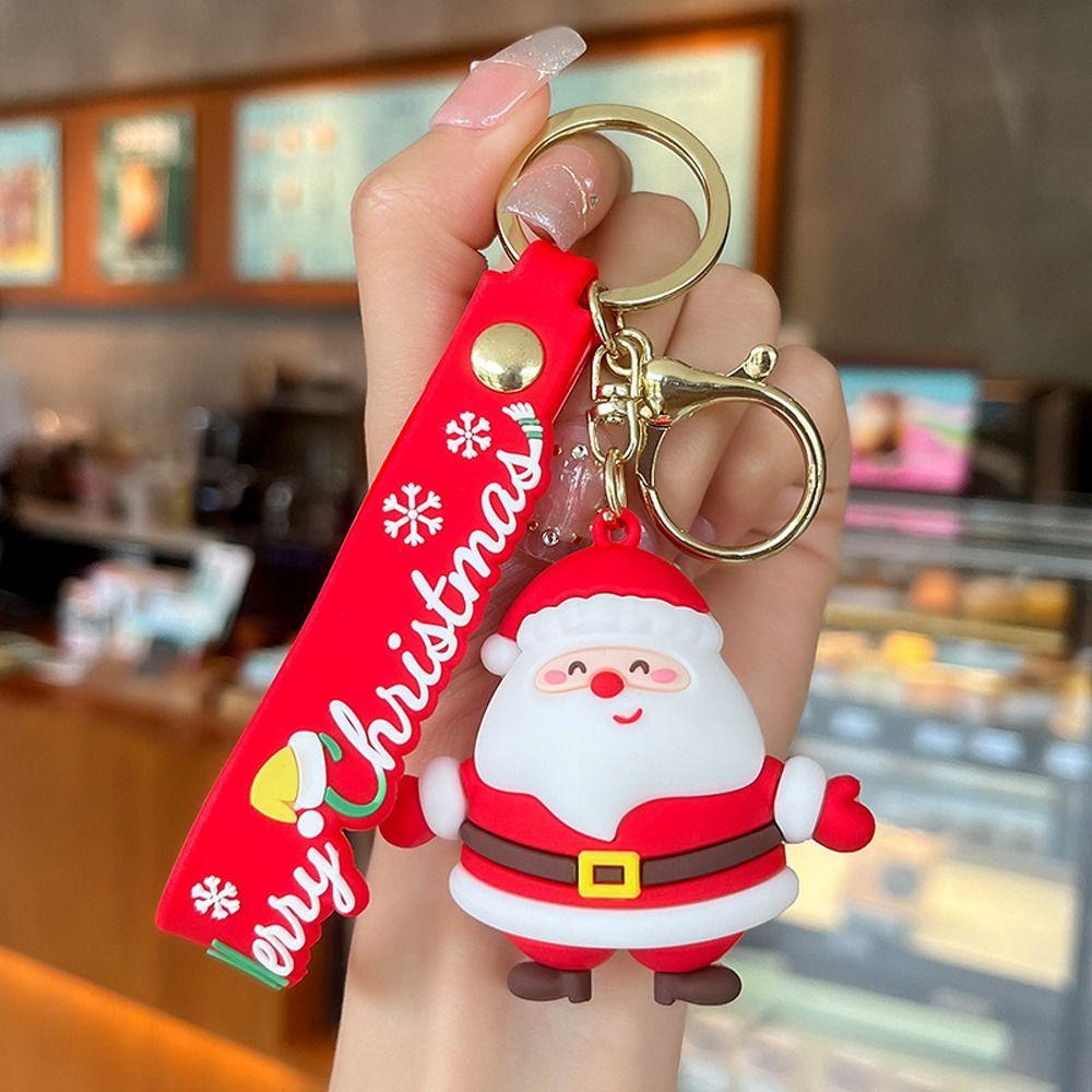 Decorations Mobile Phone Hanging Rubber Doll Key Chain Car Key Ring Bag Charm Christmas Keychain