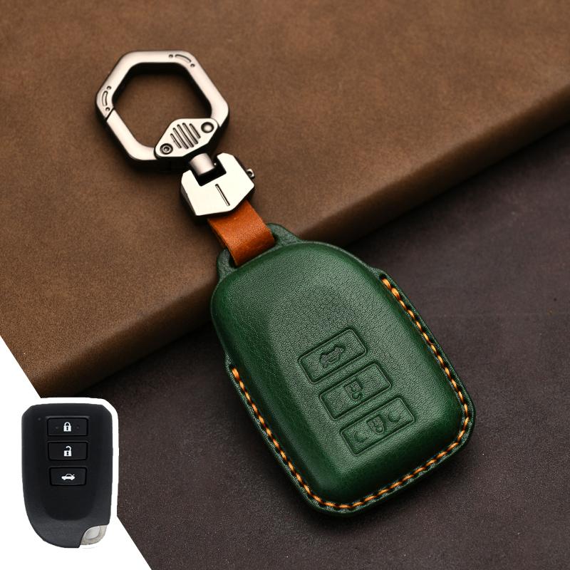 Genuine Leather Protector for Toyota Key Cover Old Prado Land Cruiser Prius Reiz Camry Crown Key Case Cover Fob